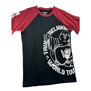 True Religion T shirt men Crew Neck Buddha logo on the side color black Medium M